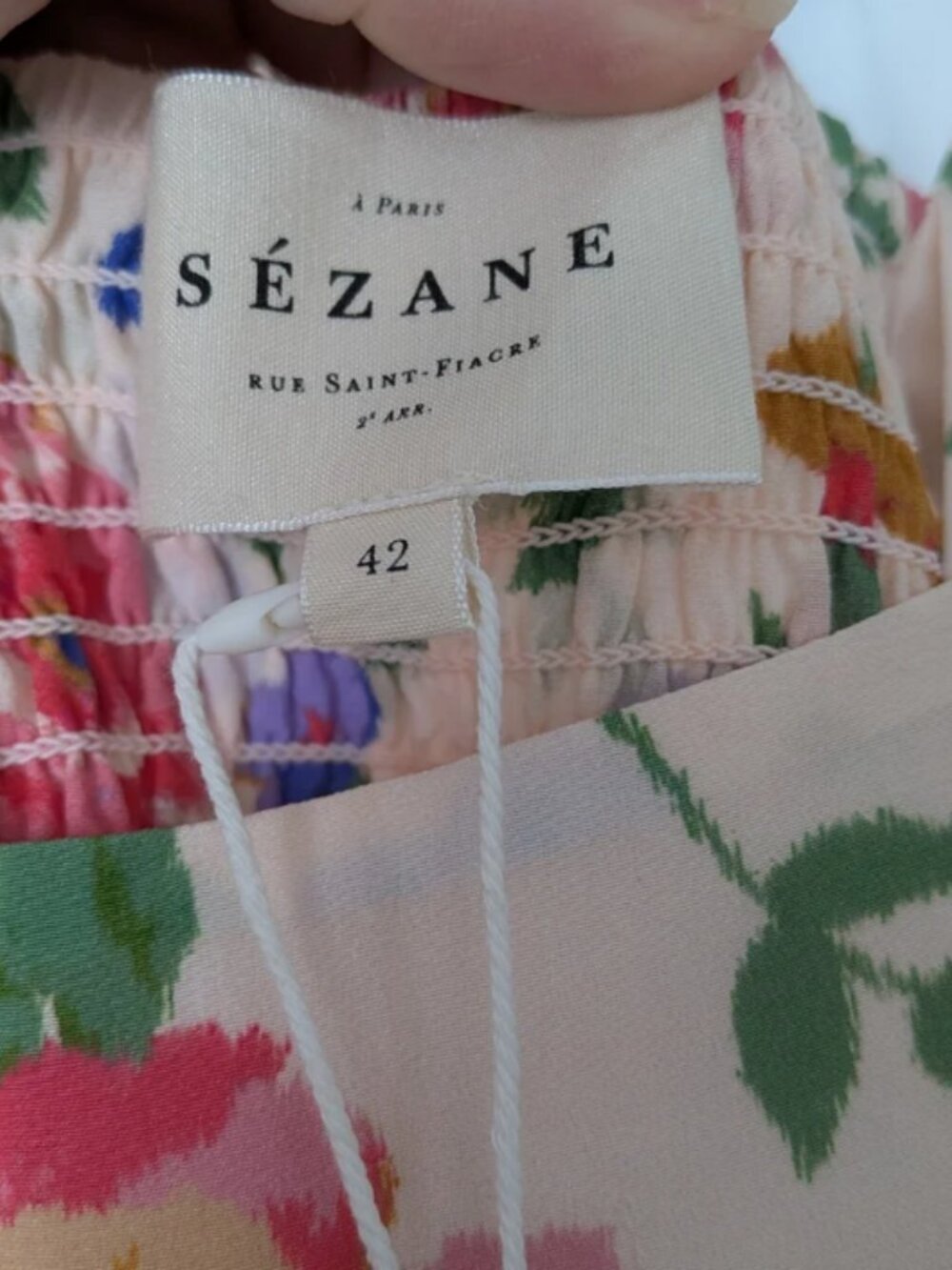 NWT Sezane Rosella Midi Silk Pink Floral Dress- Monday Print- Size FR42/US10 - Picture 9 of 10